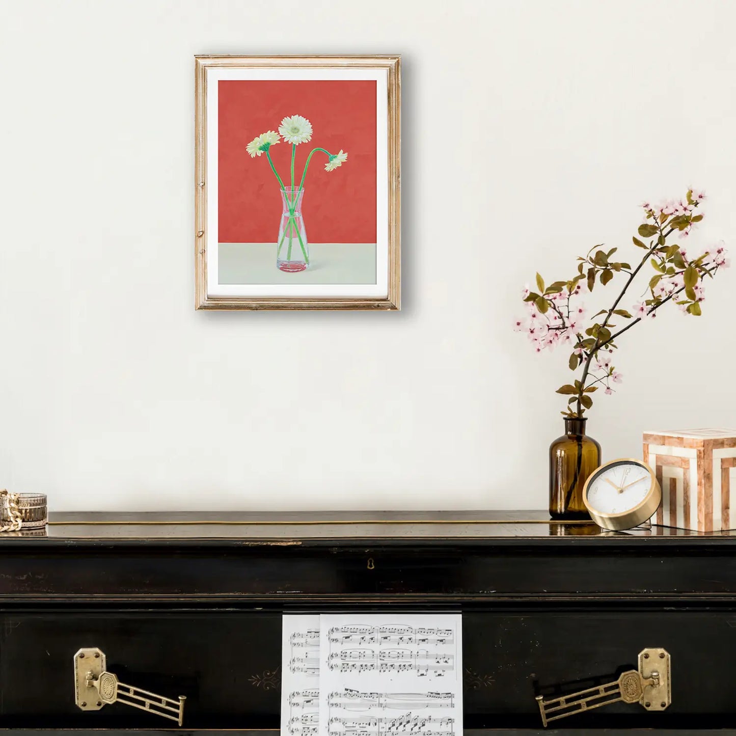 Three Gerberas and a Vase - Fine Art Print