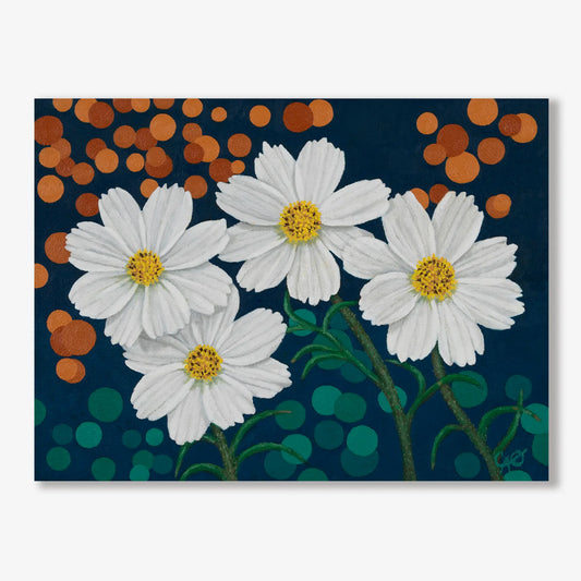 Cosmos Daisies at Night 6x8"
