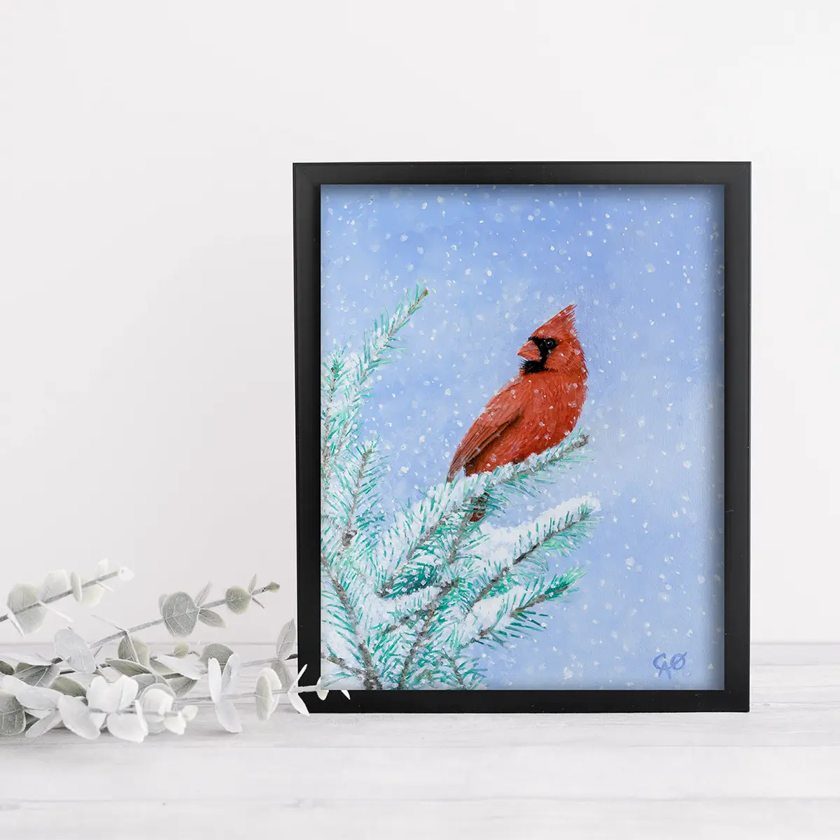 Snowy Cardinal 10x8"