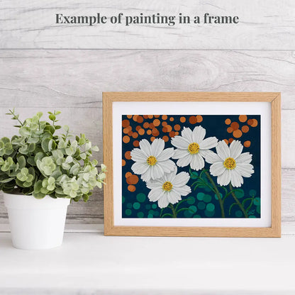 Cosmos Daisies at Night 6x8"