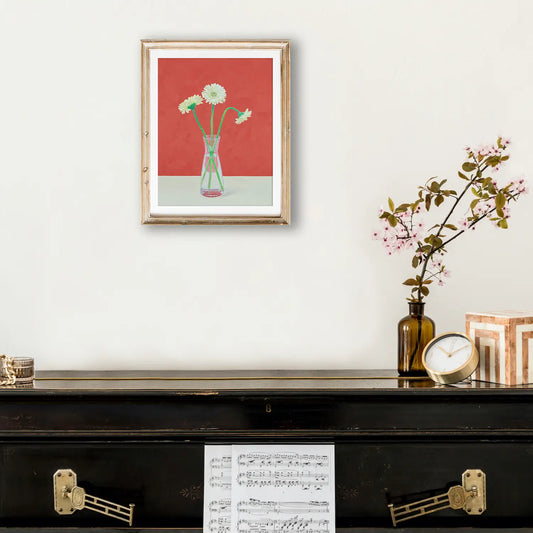 Three Gerberas and a Vase - Fine Art Print